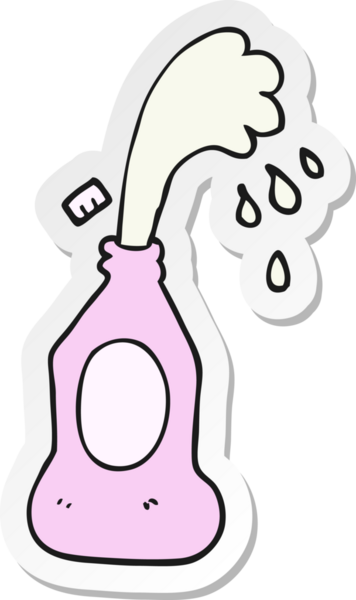 Bir insanın çizdiği losyon şişesinin çıkartması.