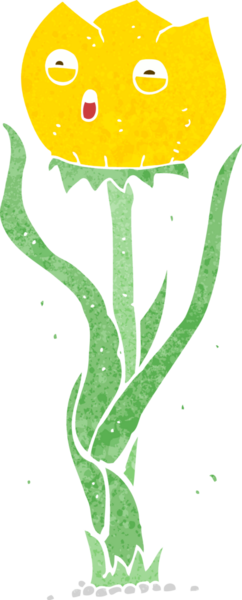 Bir insan tarafından çizilmiş karikatür çiçeği