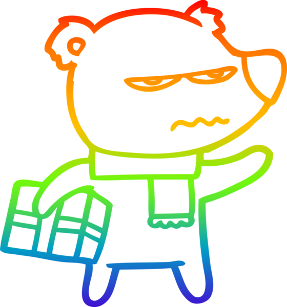 Gökkuşağı gradyan çizgisi kızgın ayı çizgi filmi bir insan tarafından çizilmiş