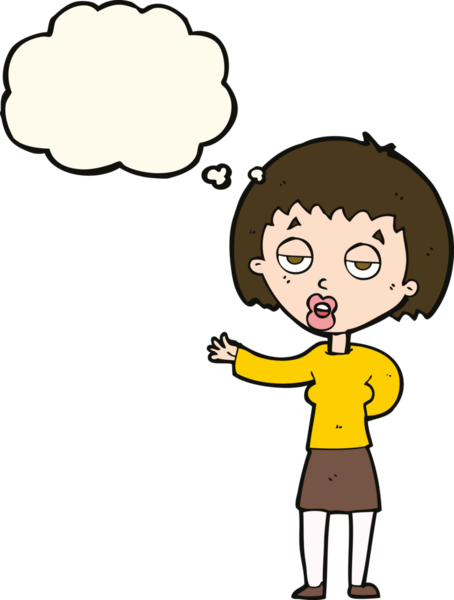 Bir insan tarafından çizilmiş bir düşünce balonuyla sıkılmış karikatür.