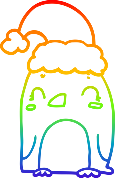 Gökkuşağı gradyan çizgisi Bir insan tarafından çizilmiş şirin bir noel pengueni