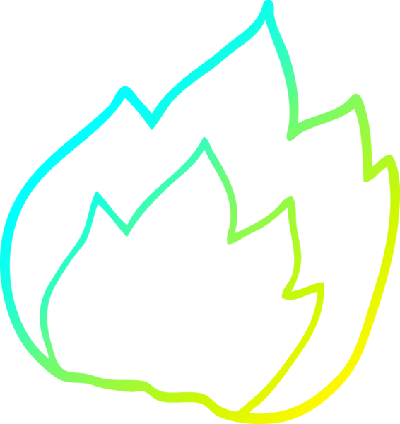 Bir insanın çizdiği çizgi film ateşinin soğuk eğimli çizgisi.