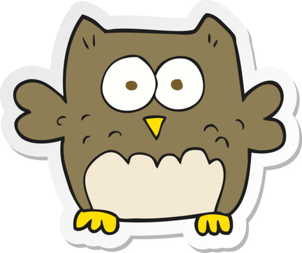 Bir insan tarafından çizilmiş bir baykuşun çıkartması.