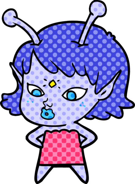 Bir insan tarafından çizilmiş güzel uzaylı kız.