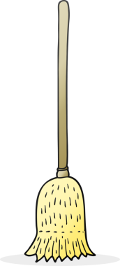 Bir insan tarafından çizilmiş karikatür süpürme fırçası.