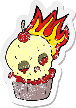 Bir insanın çizdiği cadılar bayramı pastasının gerilimli yapıştırması.