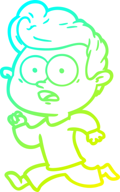 Bir insan tarafından çizilmiş şok olmuş bir çizgi film karakterinin soğuk gradyan çizimi