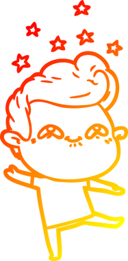 Bir insan tarafından çizilmiş, heyecanlı bir çizgi film çizimi.