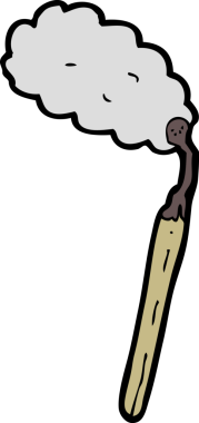 Bir insan tarafından çizilmiş karikatür yanmış kibrit.