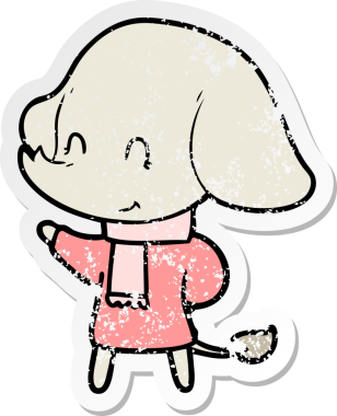 Bir insan tarafından çizilmiş şirin bir filin sıkıntılı çıkartması