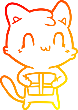 Bir insan tarafından çizilen mutlu çizgi bir kedinin sıcak gradyan çizimi