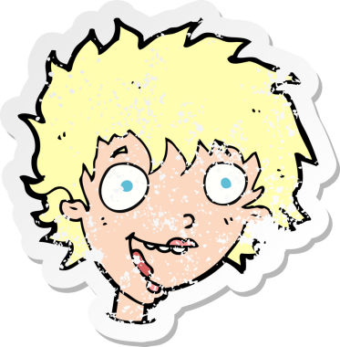 Bir insan tarafından çizilmiş çılgın bir karikatürün gerilimli yapıştırması.