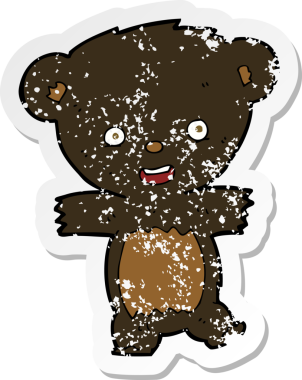 Bir insan tarafından çizilmiş bir oyuncak ayı yavrusunun gerilimli yapıştırması.