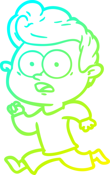 Bir insan tarafından çizilmiş şok olmuş bir çizgi film karakterinin soğuk gradyan çizimi