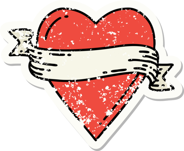 Bir insan tarafından çizilmiş geleneksel bir kalp ve bayrak stili dövmesi.