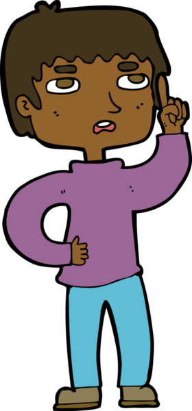 Bir insan tarafından çizilmiş soru işaretli çizgi film çocuğu.