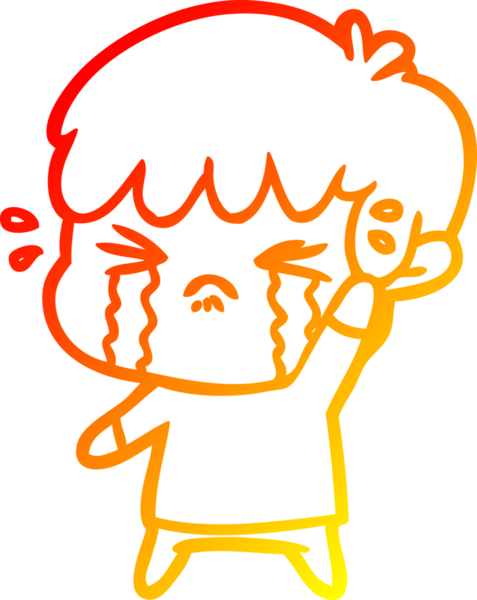 Bir insan tarafından çizilmiş, ağlayan bir çizgi film çocuğu çizimi.