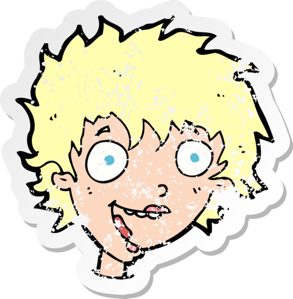 Bir insan tarafından çizilmiş çılgın bir karikatürün gerilimli yapıştırması.