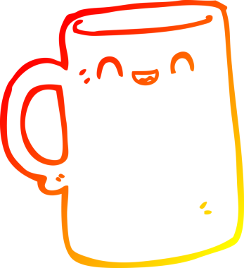 Bir insan tarafından çizilmiş bir karikatür kupasının sıcak çizgi çizimi