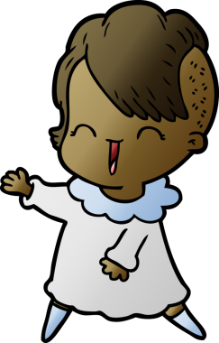 Mutlu çizgi film hipster kızı bir insan tarafından çizildi.