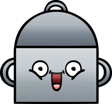 Bir insan tarafından çizilmiş tencerenin gölgeli karikatürü.