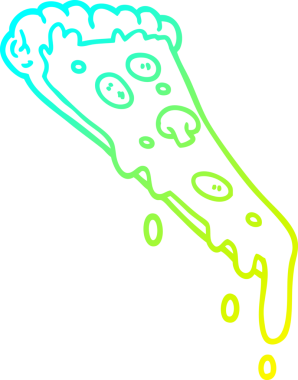 Bir insan tarafından çizilmiş bir dilim pizzanın soğuk gradyan çizimi.