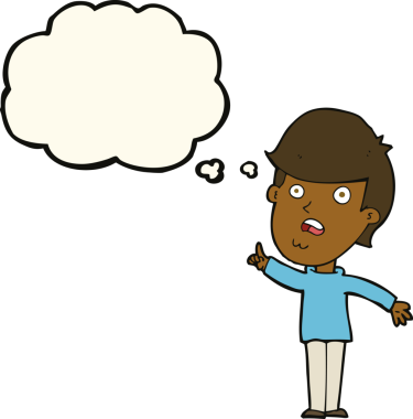 Çizgi filmci bir insan tarafından çizilmiş düşünce baloncuğuyla soru soruyor.