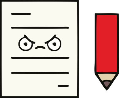 Bir insan tarafından çizilmiş bir test kağıdının sevimli karikatürü.