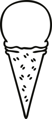 Bir insan tarafından çizilmiş tuhaf çizgi film vanilyalı dondurma külahı