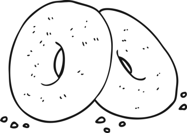 Bir insan tarafından çizilmiş siyah beyaz simit çizimi.