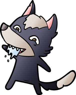 Bir insan tarafından çizilmiş aç kurt çizgi filmi.