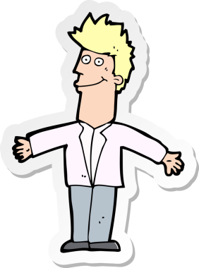 Bir insan tarafından çizilmiş mutlu bir adamın çıkartması.