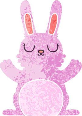 Bir insan tarafından çizilmiş garip bir çizgi film tavşanı.