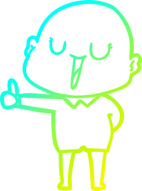 Bir insan tarafından çizilmiş, mutlu, kel bir adamın çizdiği soğuk çizgi.