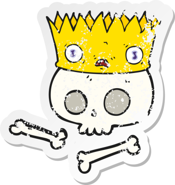 Bir insan tarafından çizilmiş eski bir kafatasına çizilmiş sihirli bir taç.