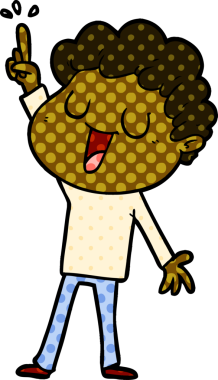 Bir insan tarafından çizilmiş harika bir fikri olan gülen karikatür adamı.