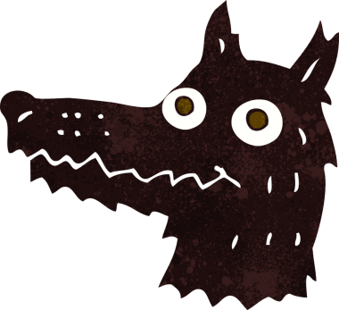 Bir insan tarafından çizilmiş bir kurt kafası.