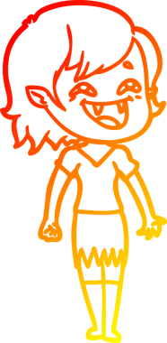 Bir insan tarafından çizilmiş gülen vampir kız çizgi filmi.