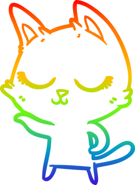 Gökkuşağı gradyan çizgisi bir insan tarafından çizilmiş sakin bir çizgi kedi çizimi