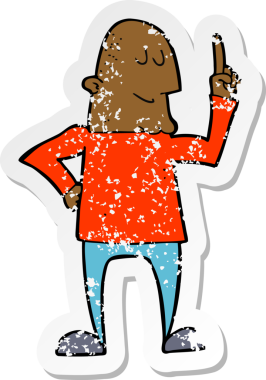 İnsan tarafından çizilmiş bir çizgi film karakterinin gerilimli çıkartması.