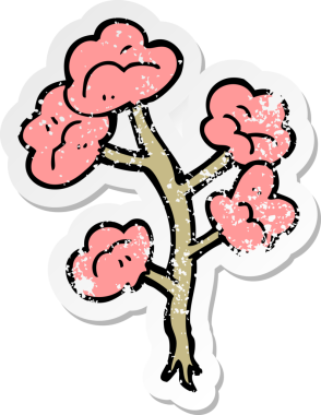 Bir insan tarafından çizilmiş karikatür çiçeğinin sıkıntılı çıkartması.