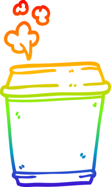 gökkuşağı gradyan çizgi çizimi bir insan tarafından çizilmiş bir kahve fincanı