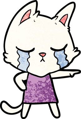 Ağlayan çizgi film kedisi, bir insan tarafından çizilmiş.