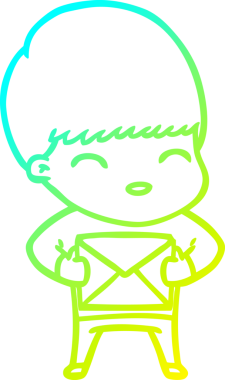 Bir insan tarafından çizilmiş mutlu çizgi film çocuğu çizimi.