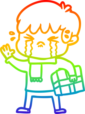 Bir insan tarafından çizilmiş ağlayan bir çocuğun çizdiği gökkuşağı gradyanı