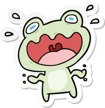 Bir insan tarafından çizilmiş bir kurbağanın çıkartması.