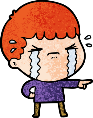 Bir insan tarafından çizilmiş ağlayan çizgi film adamı.