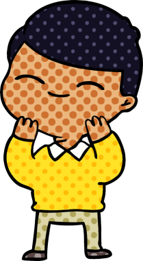 Bir insan tarafından çizilmiş gülümseyen çocuk.