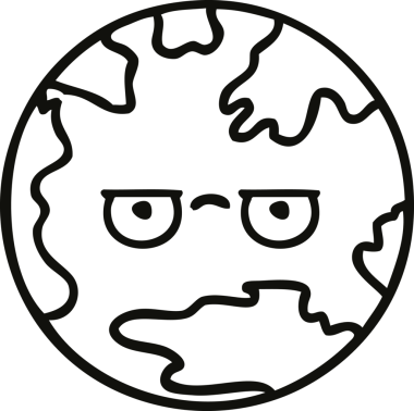 Bir insan tarafından çizilmiş bir gezegenin çizgi çizimi.