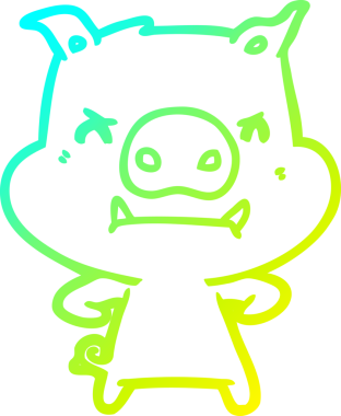 Bir insan tarafından çizilmiş kızgın çizgi film domuzu çizimi.